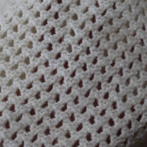 Old Navy White Open Knit Pullover Crewneck Sweater Large Lightweight Top - Picture 7 of 9